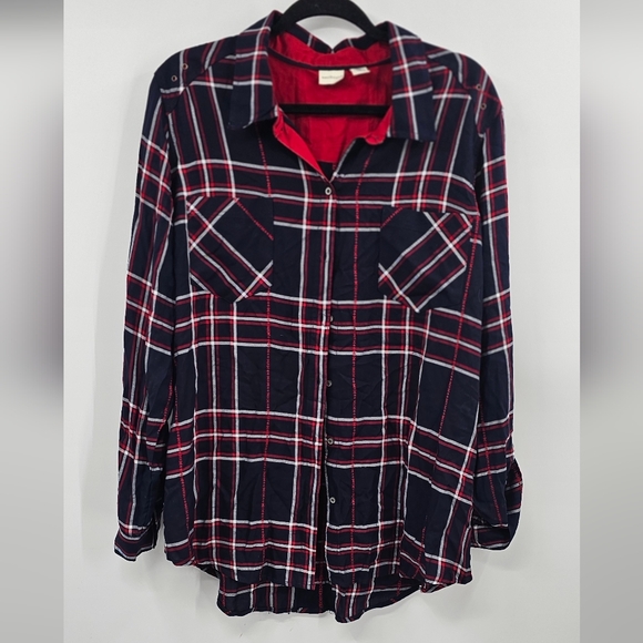 Westbound Navy Blue Plaid Button-Down Shirt Size XL - Picture 7 of 9